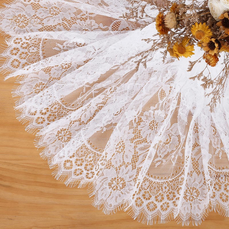 B.Cool B-COOL 10 Pieces Lace White Table Cloth 60x120 Inch Vintage Wedding Floral Tablecloth for Rectangle Tables Sweetheart Lace Fabric Rustic Wedding Ceremony Decor - Image 4